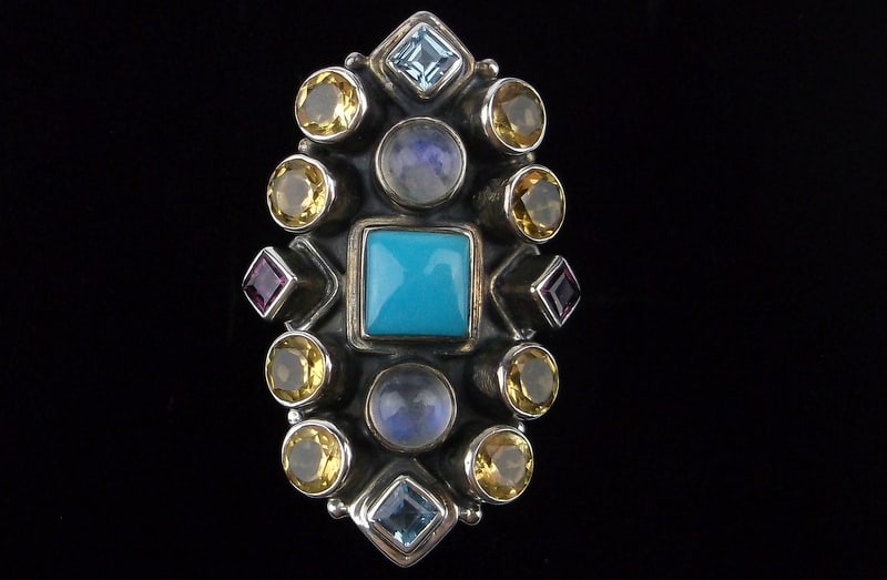 New Big Nicky Butler Sterling Turquoise Moonstone Ring 6: Solid Sterling Silver Guaranteed, in Brand New Never Worn Condition.