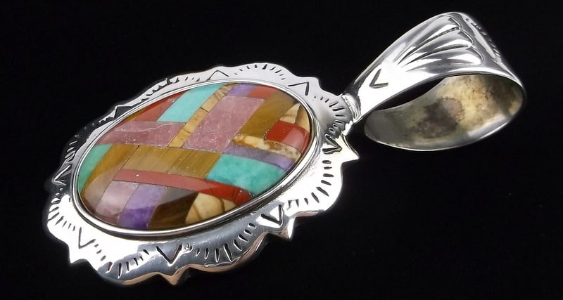 Mint Vint Huge Shubes Sterling Turquoise Spiny Gem Pendant: Guaranteed Solid 925 Sterling Silver, in Excellent Condition