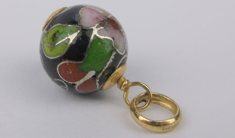 Mint Vintage 14kt Gold Cloisonne Ball Pendant: 14kt gold guaranteed in excellent condition