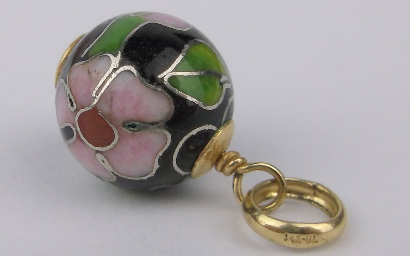 Mint Vintage 14kt Gold Cloisonne Ball Pendant: 14kt gold guaranteed in excellent condition