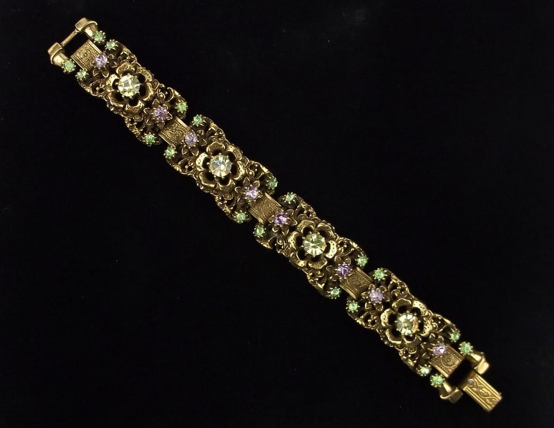 New Vintage 1960s Florenza Rhinestone Bracelet 7": new condition