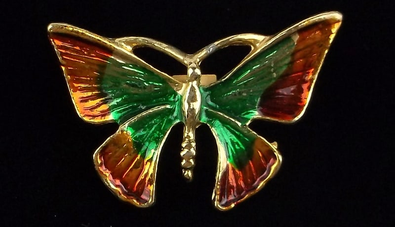 Mint Vintage 1960s Enameled Butterfly Brooch: Mint Condition, In Like New Condition, Perfect