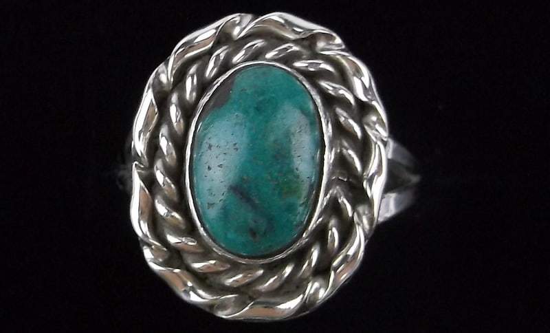 Mint 1960s Navajo Sterling Silver Thund Mtn Turquoise Ring 6 (1 of 2)
