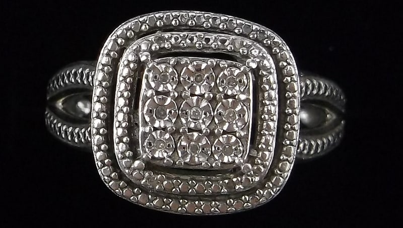 Stunning Vint Sterling Silver Diamond Engagement Ring 7: Guaranteed Solid 925 Sterling Silver, in Excellent Condition