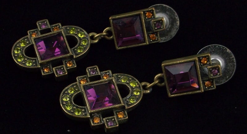 Stunning Vint Heidi Daus Rhinestone Drop Earrings: excellent condition