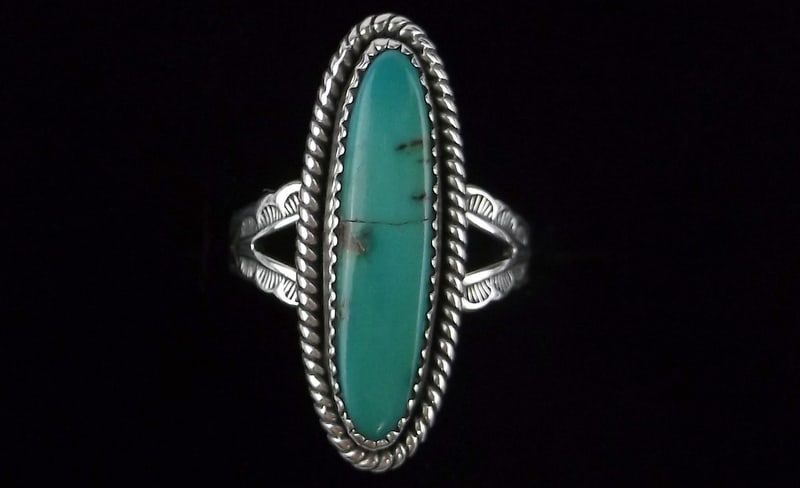 Stunning 1950s Navajo Jane Popovitch Sterling Turquoise Ring 7 (1 of 2)