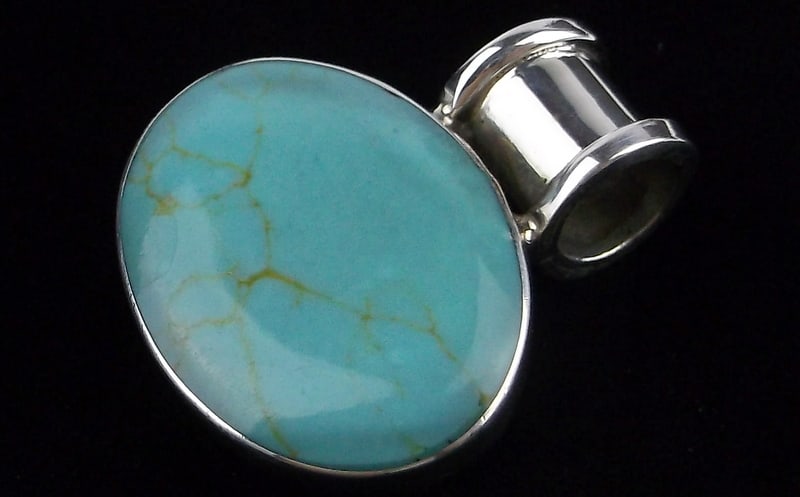 Mint Big Thick Vint Taxco Sterling Silver Turquoise Pendant: Guaranteed Solid 925 Sterling Silver, in Excellent Condition