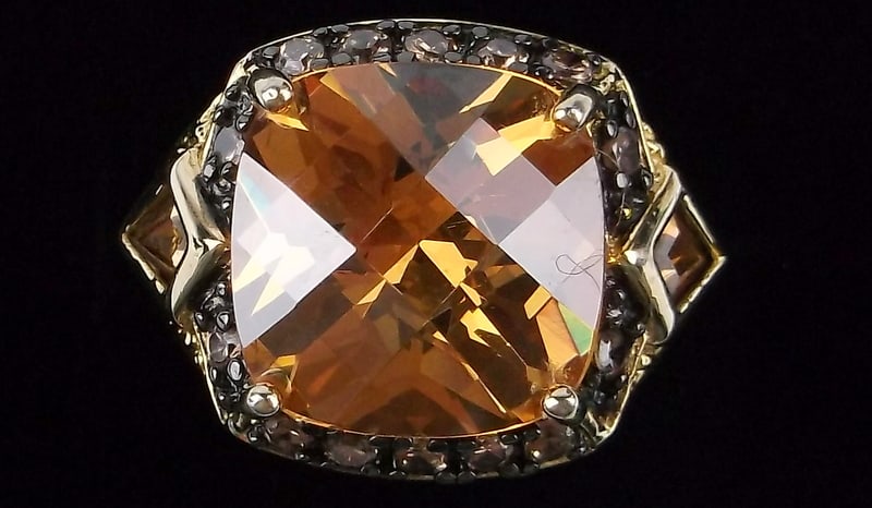 Mint Vint Big Designer Gold Over Sterling 5ct Tourmaline Ring 6: Guaranteed Solid 925 Sterling Silver, in Excellent Condition