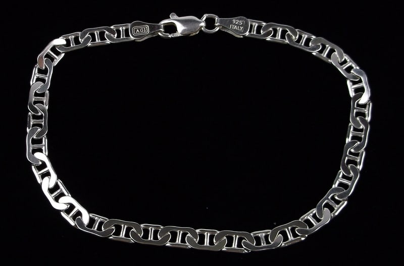 New Vint Designer Italian Sterling Silver Mariner Chain Bracelet 8": Solid Sterling Silver Guaranteed, in Brand New Never Worn Condition.