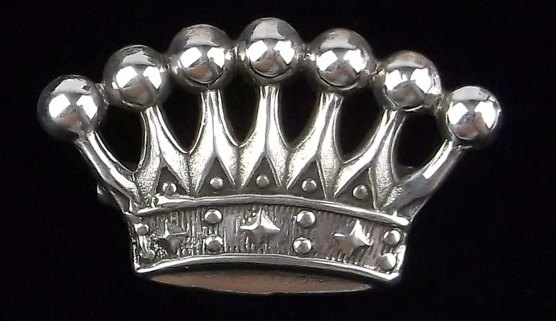 Mint Vintage 1930s Sterling Silver Crown Brooch: Guaranteed Solid 925 Sterling Silver, in Excellent Condition