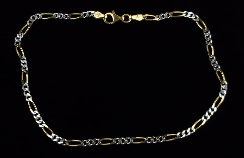 Mint Vint Italian Gold Over Sterling Figaro Chain Bracelet 10": Guaranteed Solid 925 Sterling Silver, in Excellent Condition
