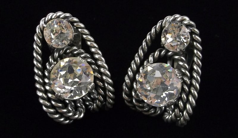 Mint Vint 1960s Napier Atomic Rhinestone Earrings (1 of 2)