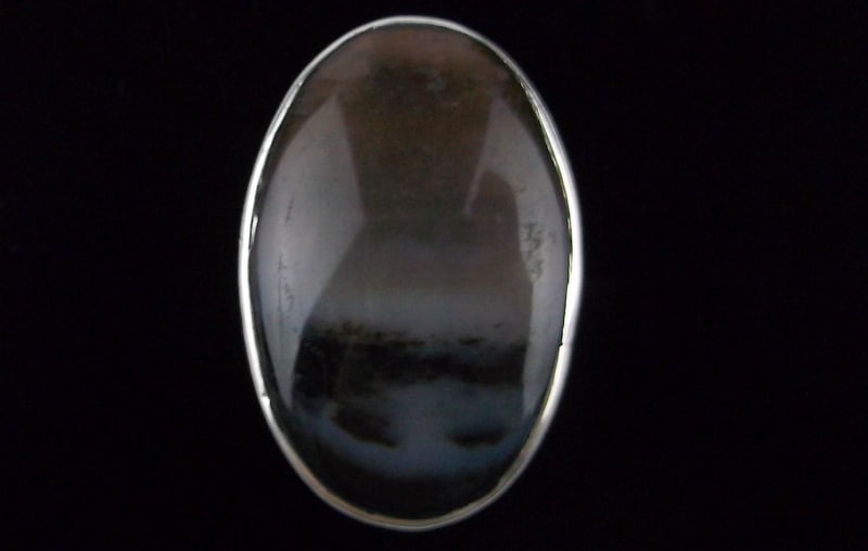Mint Big 1960s Navajo Sterling Silver Agate Scene Ring 9 (1 of 3)