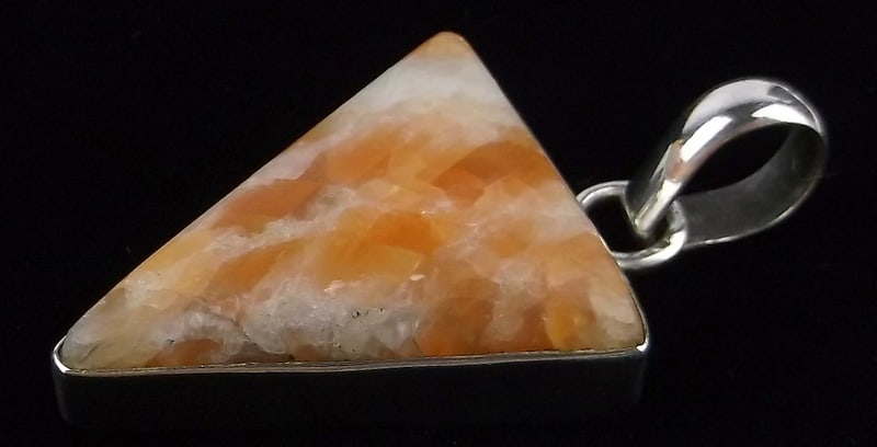 Mint Vint Big Taxco Sterling Silver Orange Quartz Pendant: Guaranteed Solid 925 Sterling Silver, in Excellent Condition