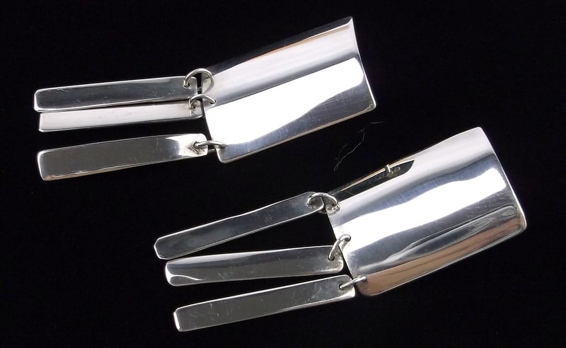 Mint Big Zuni Nan Qeapine Sterling Silver Drop Sway Earrings 1982 (1 of 3)