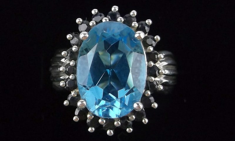 Mint Thick Big Vint Designer Sterling Silver 8ct Topaz Iolite Ring 6 (1 of 2)