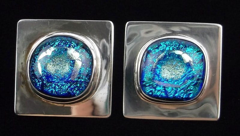 Mint Big Navajo Ken Gastineau Sterling Silver Glass Earrings (1 of 3)