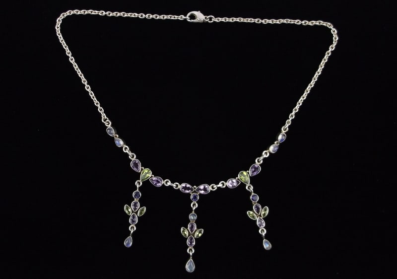 Mint Thick Heavy Nicky Butler Sterling Moonstone Necklace 17": Guaranteed Solid 925 Sterling Silver, in Excellent Condition