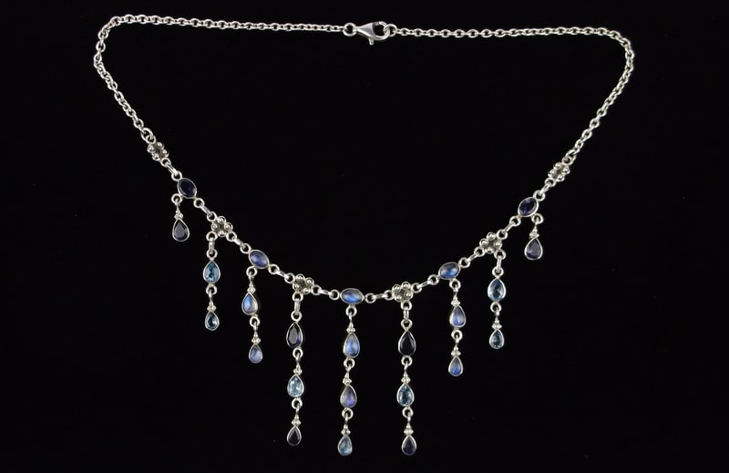 Mint Thick Heavy Nicky Butler Sterling Moonstone Topaz Necklace 18" (1 of 3)
