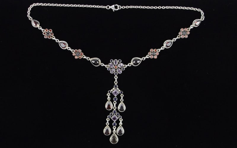 Mint Thick Heavy Nicky Butler Sterling Tanzanite Ameth Necklace 18": Guaranteed Solid 925 Sterling Silver, in Excellent Condition