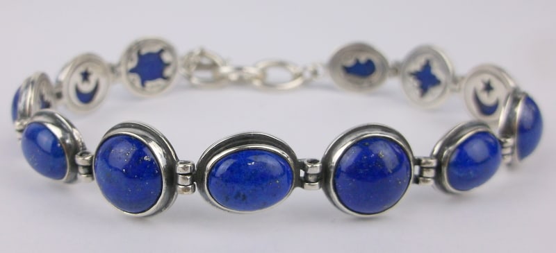 Mint Heavy Carolyn Pollack Sterling Silver Lapis Lazuli Bracelet 8.5": Guaranteed Solid 925 Sterling Silver, in Excellent Condition
