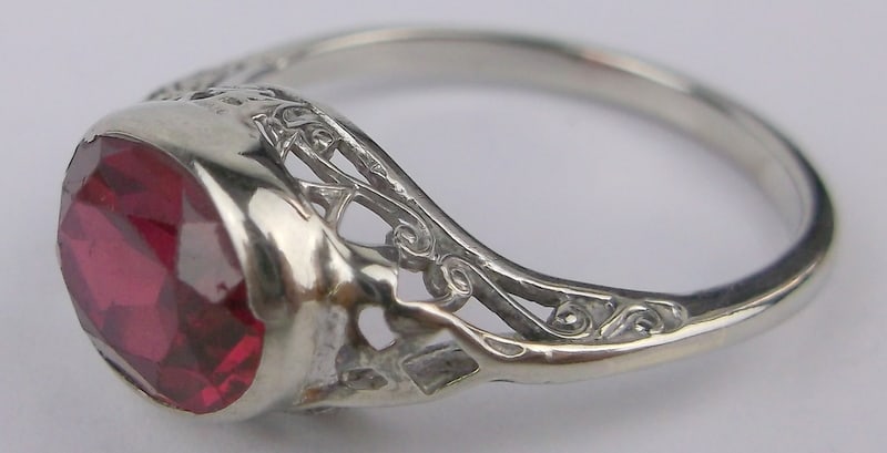 Mint Vint 1950s 14kt White Gold 1ct Ruby Ring 6.25 2.27g (1 of 5)