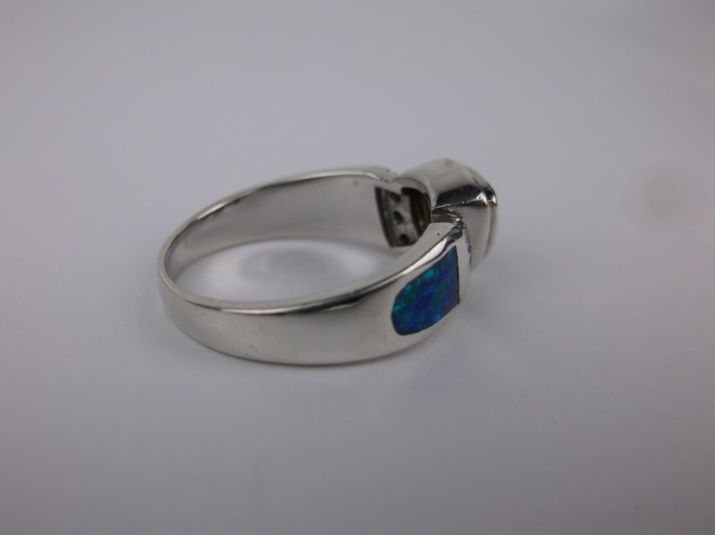 Mint Thick Vint Sterling Silver Fire Opal Tourmaline Ring 8 - 3
