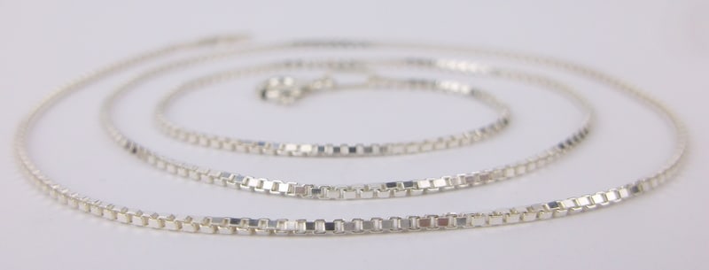 New Vintage Italian Sterling Silver Box Chain Necklace 16" (1 of 2)