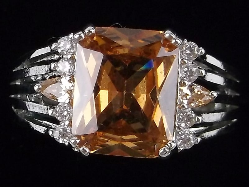 New Designer Sterling Silver Orange Tourmaline Ring 7: Solid Sterling Silver Guaranteed, in Brand New Never Worn Condition.