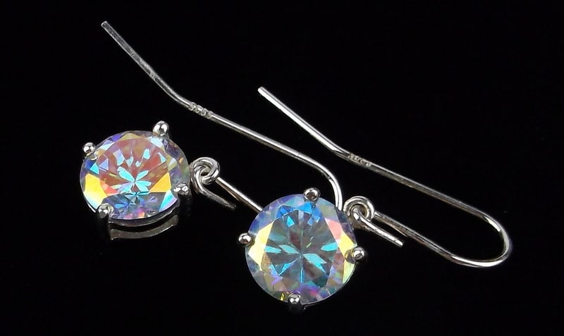 Mint Vint Sterling Silver Aurora Borealis Crystal Earrings (1 of 1)