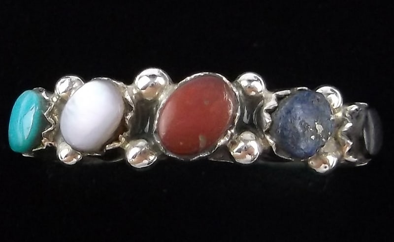 New Zuni Amy Locaspino Sterling Turquoise Gem Ring 8 (1 of 2)