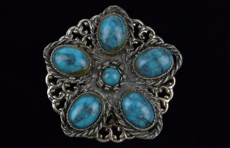 Stunning Vintage 1960s Southwestern Brooch: excellent condition