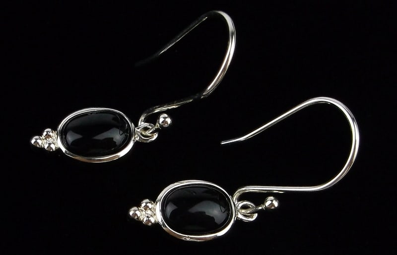New Vintage Sterling Silver Onyx Drop Earrings (1 of 2)