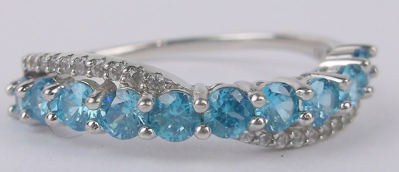 Mint Designer Sterling Silver Blue Stone Cocktail Ring 10 (1 of 2)