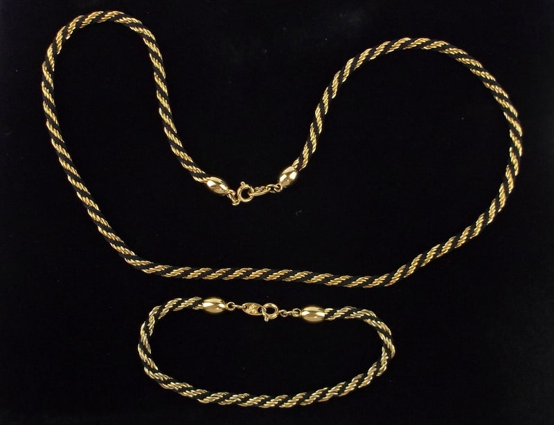 New Vint Trifari Rope Chain Necklace Bracelet Set 19" 7.25" (1 of 2)