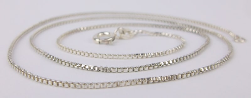 New Vintage Italian Sterling Silver Box Chain Necklace 18" (1 of 2)