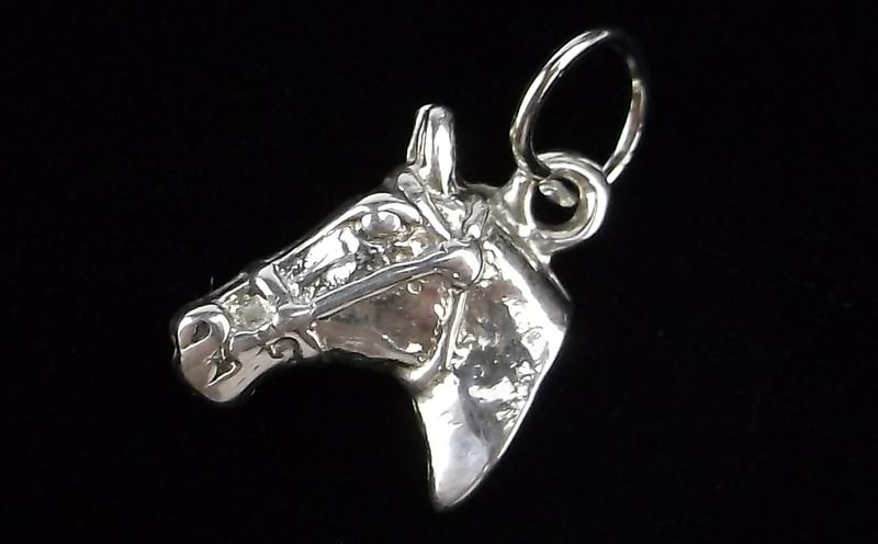 New Vint Sterling Silver Horse Head Pendant Charm (1 of 2)