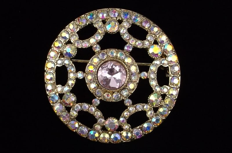 New Boxed Monet Aurora Borealis Rhinestone Brooch: new condition