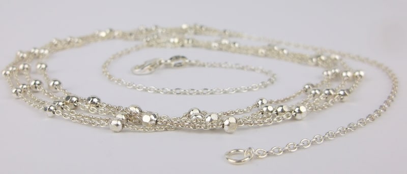 New Vint Italian Sterling Silver 4 Row Chain Necklace 20" (1 of 3)