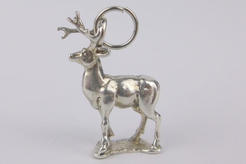Mint Vintage Sterling Silver Deer Buck Pendant Charm: Guaranteed Solid 925 Sterling Silver, in Excellent Condition