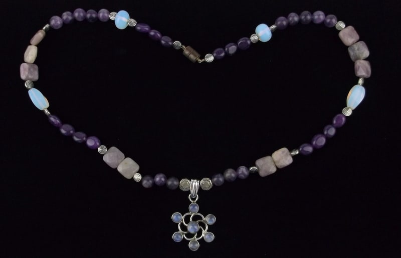 Stunning Vint Sterling Silver Moonstone Pendant Necklace 20": excellent condition