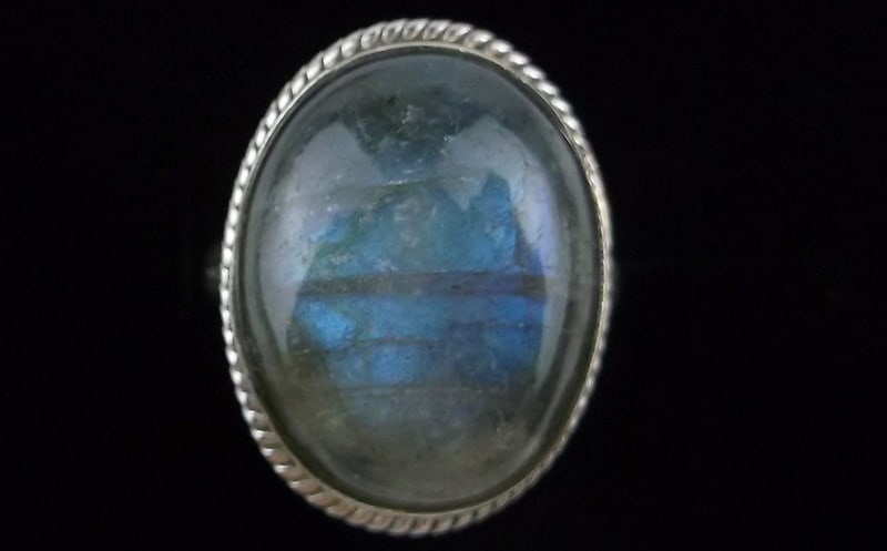 Gorgeous Vint Big Taxco Sterling Silver Labradorite Ring 9.5 (1 of 2)