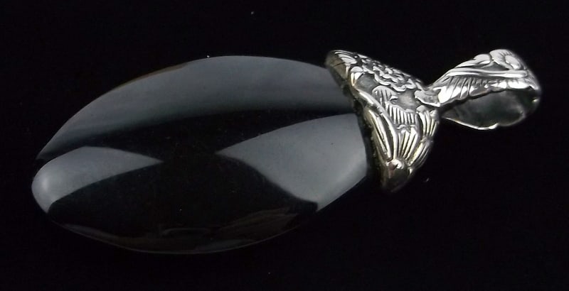 Big Mint Vint Barse Sterling Silver Onyx Pendant: Guaranteed Solid 925 Sterling Silver, in Excellent Condition
