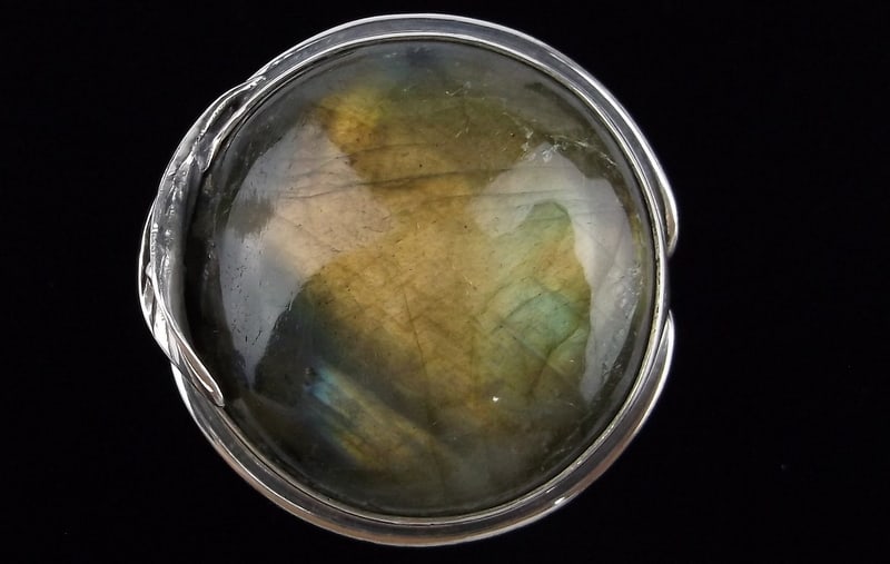 Mint Big Vintage Sterling Silver Labradorite Ring 7 (1 of 2)