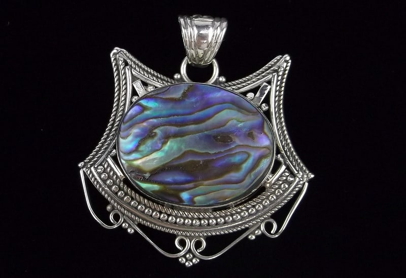 Mint Big Vint Bali Sterling Silver Abalone Pendant (1 of 2)