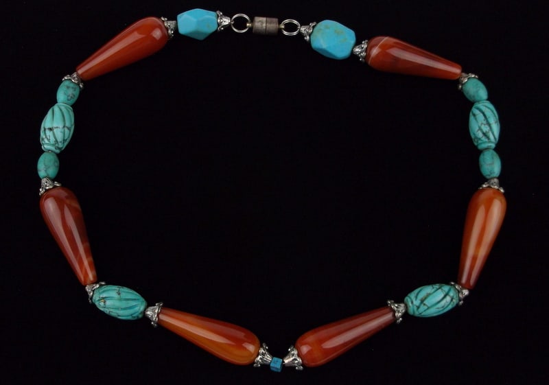 Mint Big Vint Turquoise Fire Agate Necklace 20" (1 of 3)