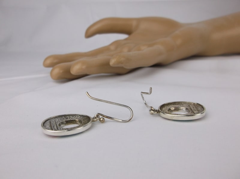 Mint Vint Thick Sterling Silver Shell Drop Earrings - 2