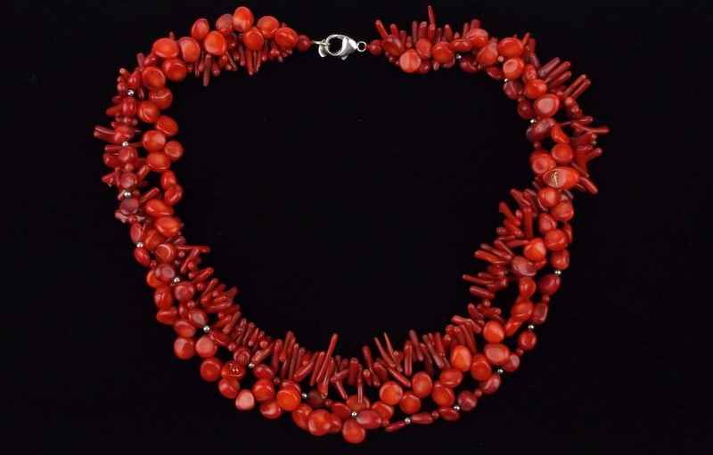 New Designer Sterling Silver 3 Row Chunky Red Coral Necklace 18": Solid Sterling Silver Guaranteed, in Brand New Never Worn Condition.