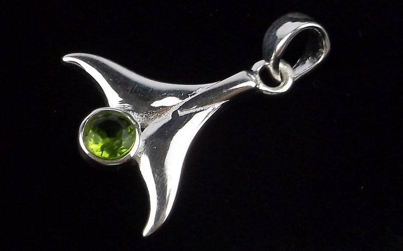 New Designer Sterling Silver Peridot Whale Tail Pendant: Solid Sterling Silver Guaranteed, in Brand New Never Worn Condition.