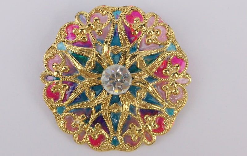 Mint Vintage 1960s Colorful Rhinestone Brooch (1 of 3)